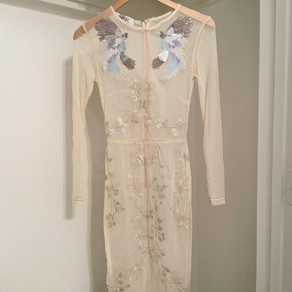 Sheer midi dress embroidered